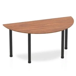 Image of Impulse 1600mm Semi Circle Table Walnut Top Black Post Leg