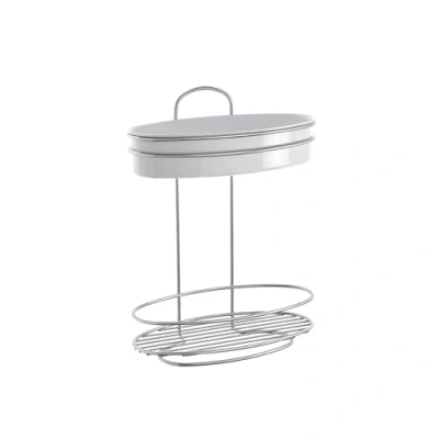 Image of Metaltex Orbit Hanging Shelf with 2 Floors, Stainless Steel, Silver, 14 x 26 35 cm