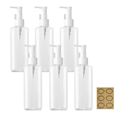 Image of Apstaqeoo 6Pcs 100ML Empty Lotion Dispenser Refillable Clear Plastic Oval Travel Bottles Makeup Cosmetic Flat Container with Pump Head for Gel Cream Shampoo Massage Cleansing Oil