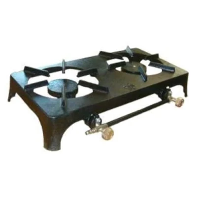 Image of CAMPING FISHING OUTDOOR DOUBLE BURNER CAST IRON TWIN BOILING RING STOVE LPG GAS