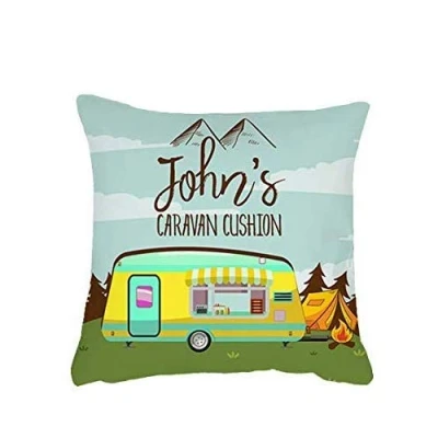 Image of Getagift Personalised Caravan Cushion Themed Funny Cover, Throw Pillow Cover. Gift For Christmas (Design 2) (Satin (40 x 40 CM))