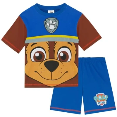 Image of Paw Patrol Chase 100% Cotton Novelty Short Pyjama Set 4 5 years