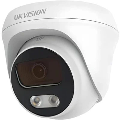 Image of UKVISION COLORVU 4K 8MP Audio FULL Color CCTV Camera Turret Dome Built in microphone TVI AOC 25M At night 2.8mm WHITE