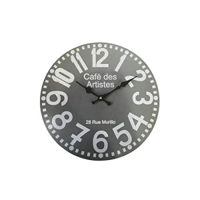 Image of Rebecca Mobili Wall Clock, Gray, Mdf, Round, Modern Design, For Kitchen Living Room Measurements: 33.8 x 4 cm (HxWxD) Art. RE6572