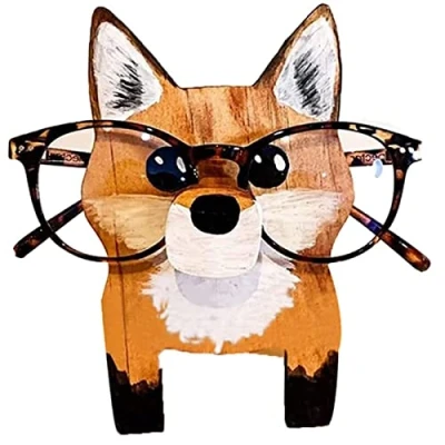Image of JIUXIANON Glasses Holder Stand Wooden Eyeglass Sunglass Organizer Eyeglasses Animal Spectacle Stand(Fox)
