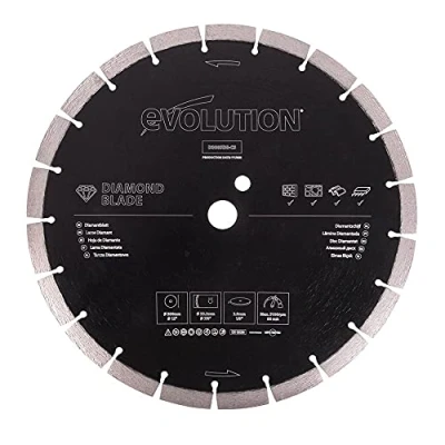 Image of Evolution Power Tools D300SEG CS 300 mm Diamond Blade For Disc Cutters Segmented Edge Cutting Masonry, Such as Brick, Reinforced Concrete and Stone, Black