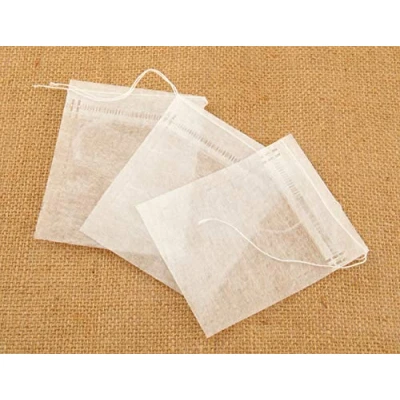Image of Empty SELF Fill Teabags, Unbleached Corn Fibre, COMPOSTABLE, Medium Size, Drawstring, 7x9cm, 100