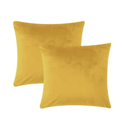 Image of AMEHA Velvet Cushion Covers 45 x cm Set of 2 Square Throw Pillow Cases Decorative Bedroom for Sofa Living Room Car with Invisible Zipper (Ochre, 18 Inch)