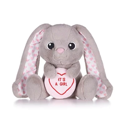 Image of Posh Paws 38016 Swizzels Love Hearts It&#039;s A Girl Buttons Bunny 7&quot; (18cm) Plush Soft Toy for Newborn Babies