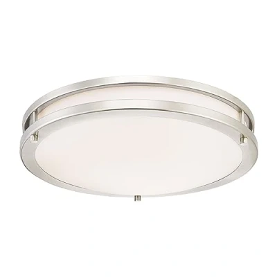 Image of 64012 Lauderdale 40 cm Dimmable LED Indoor Flush Mount Ceiling Fixture, Brushed Nickel Finish with White Acrylic Shade