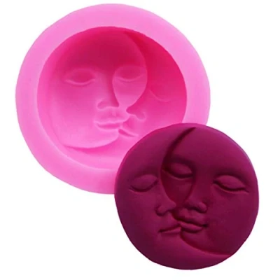 Image of Lankater Moon Face Silicone Mold Candy Chocolate Fondant Soap Decorating Topper Baking Tool