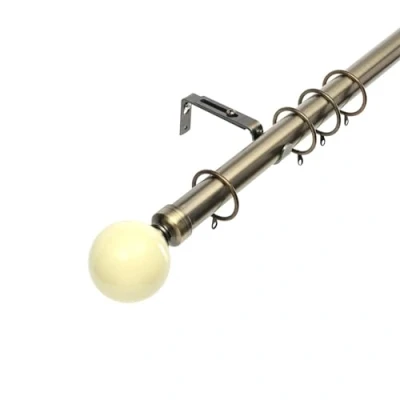Image of Kestral Painted Ball Finial 28 mm Extendable Metal Curtain Poles Rods Voile Easy Fit, Antique Brass 90 160 cm