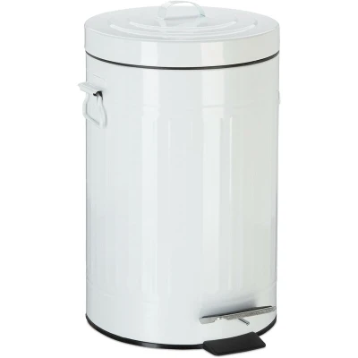 Image of Relaxdays Pedal Bin, Vintage Under Kitchen Counter &amp; Bathroom Metal, 12 L, White