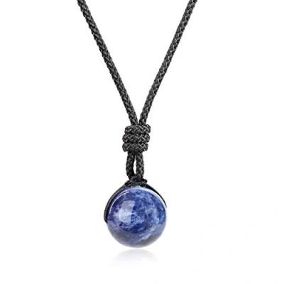 Image of COAI Simple Sodalite Blue Stone Necklace for Women Men