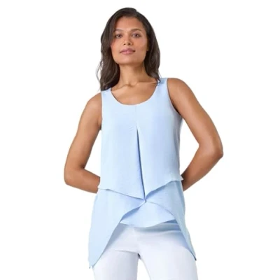 Image of Roman Womens Asymmetric Sleeveless Vest Top Sky Blue Size 20 UK