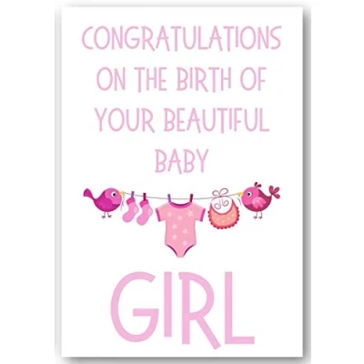 Image of Second Ave Birth of Your Beautiful Baby Girl Newborn Congratulations Card