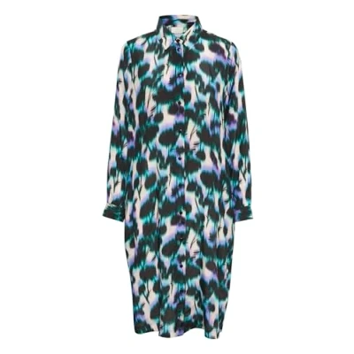 Image of KAFFE Women&#039;s Shirt Dress Knee Length Long Sleeves Relaxed Fit, Digital Flower Print, 8