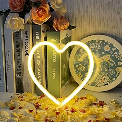 Image of Heart Neon Signs LED Light USB or Battery Operated for Wall Decoration Lamp Birthday Kids Room Party Home Friends Gift