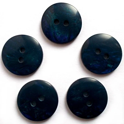 Image of Mother of Pearl Effect Colour Buttons Round 2 Hole Pack 5 (Dark Blue, 20mm)
