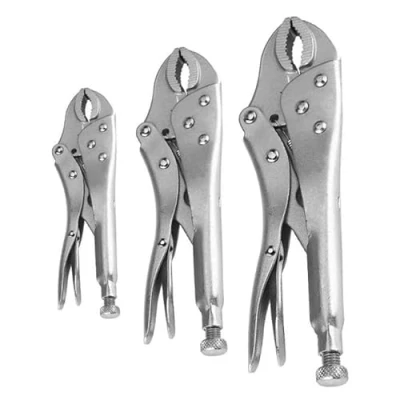 Image of Locking Pliers Mole Grips Heavy Duty Adjustable C Type Curved Jaw Self Lock for Electrical Pipeline Automobile Maintenance Black red (5&quot;+7&quot;+10&quot;)