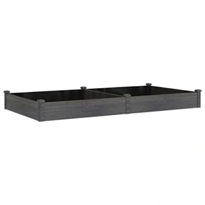 Image of vidaXL Garden Raised Bed Planter with Liner Pot Grey Solid Wood Fir