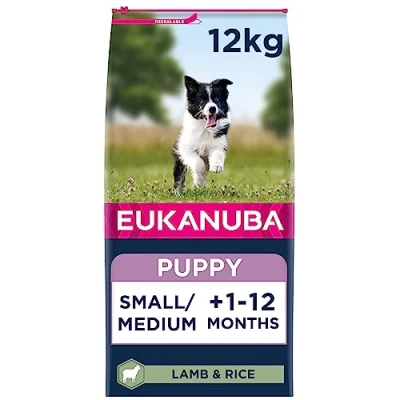 Image of Eukanuba Complete Dry Dog Food for Puppy Small and Medium Breeds with Lamb Rice 12 kg