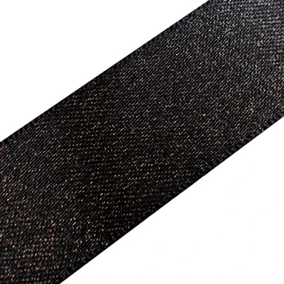 Image of Berisfords Glitter Satin Ribbon 10mm Wide Black (1 Metre)