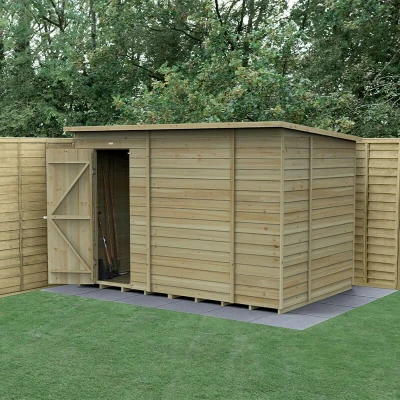 Image of 10&#039; x 6&#039; Forest 4Life 25yr Guarantee Overlap Pressure Treated Windowless Pent Wooden Shed (3.11m 2.05m)