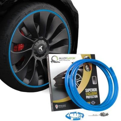 Image of AlloyGator Sky Blue Alloy Wheel Protectors For Upto 24&quot; Wheels Fits All Cars Tesla Compatible Durable Rim Guards 15 Colours Available