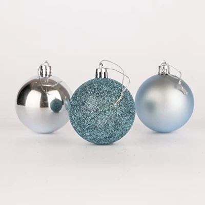 Image of 60mm/6Pcs Christmas Baubles Shatterproof Light Blue, Tree Decorations Ball Ornaments Balls Xmas Hanging Holiday Decor Shiny,Matte,Glitter