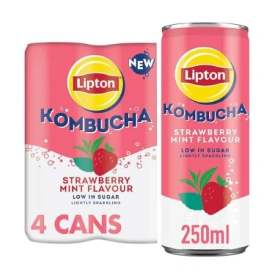 Image of Lipton Kombucha Strawberry &amp; Mint, 250ml (Pack of 4)