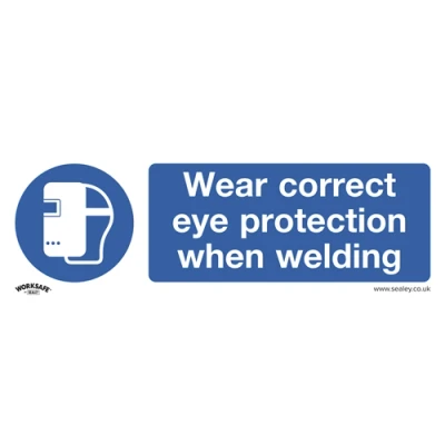 Image of Worksafe Mandatory Safety Sign Wear Eye Protection When Welding Self Adhesive Vinyl
