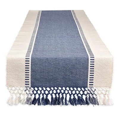 Image of DII Woven Table Runner, Cotton, French Blue, 13x108