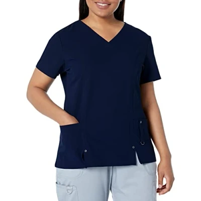 Image of Dickies Women&#039;s Xtreme Stretch Neck medical scrubs shirts, D navy, XS UK