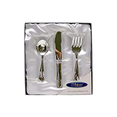 Image of Silver Plated Cutlery Set New Baby, Christening Gift for Boy or Girl (6305NT)