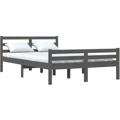 Image of vidaXL Bed Frame without Mattress Grey Solid Wood 140x190 cm