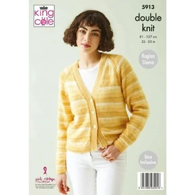 Image of King Cole 5913 Adult DK Cardigan Knitting Pattern