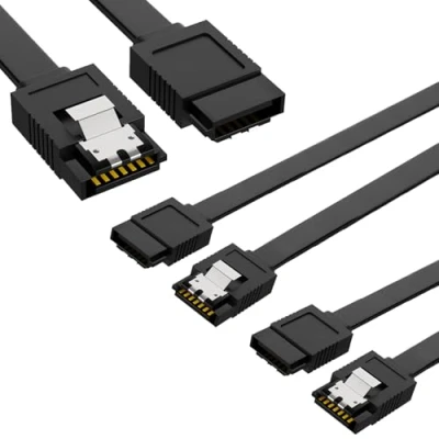 Image of 3 PCS SATA cables III,sata Data cable,6Gbps HDD Straight Compatible with HDD, CD burner, SSD, drive, Blu ray drive etc（Black）