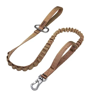 Image of EXCELLENT ELITE SPANKER Tactical Bungee Dog Lead Military Elastic Brown Black Walk Training Nylon Leash for Dogs Quick Release with 2 Control Handle(Army Green)