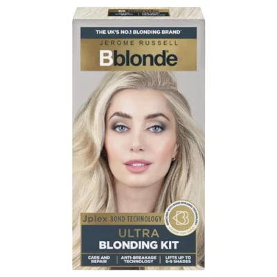 Image of Jerome Russell Bblonde Ultra Blonding Hair Dye Kit Blonde for Light to Dark Brown Colour with Jplex Technology &amp; Mineral Oils Anti Breakage, Permanent Lifts 8 9 Shades