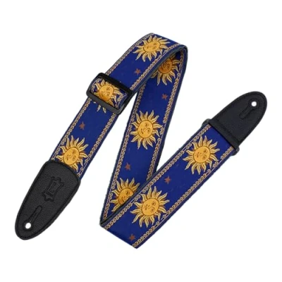 Image of Levy&#039;s Polyester/Vinyl Guitar Strap Jacquard Sun Blue