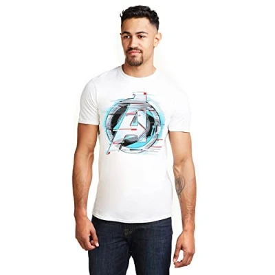 Image of Marvel Men&#039;s Endgame Quantum Logo T Shirt, White (White White), L UK