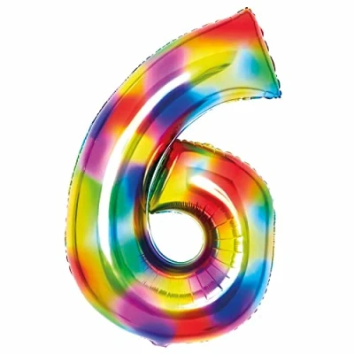 Image of Amscan 9913129 Large Number Bright Rainbow 6