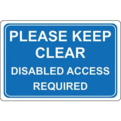 Image of Please keep clear disabled access required disability Information sign Self adhesive sticker 200mm x 150mm