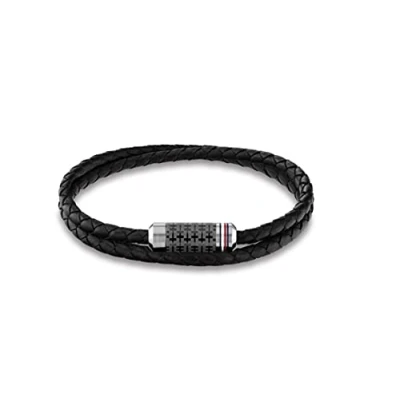 Image of Tommy Hilfiger Jewelry Men&#039;s Leather Bracelet Black 2790327