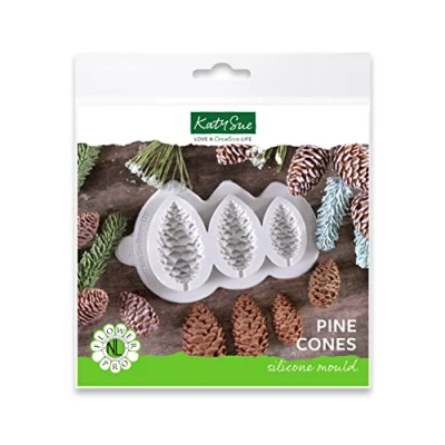 Image of Flower Pro Pine Cones Silicone Mould for Christmas Cake Decorating &amp; Holiday Clay Crafts by Katy Sue Moulds Moulds. Makes 3 Sizes of Cone Use with Fondant Air Dry Clay.