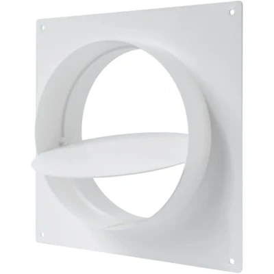 Image of Vent Systems 150 mm / 6&quot; Inch Air Duct Connector Flange Plastic Ventilation Pipe with Valve Ducting for Round Flexible or Straight Pipes, System HVAC
