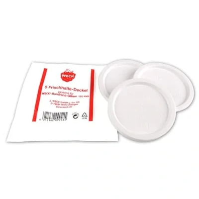 Image of Weck Extra Large Jar 5 Pack Keep Fresh Plastic LIDS, (X = 4.7&#039;, 120mm Opening) Fits Model 750