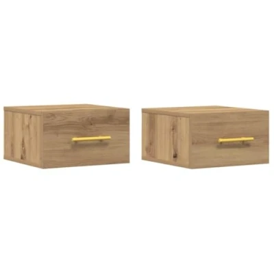 Image of vidaXL Wall Mounted Bedside Cabinets Artisan Oak, Small Rectangular Storage Living/Bedroom