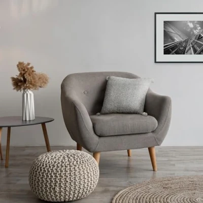 Image of Emma Barclay Herringbone Recycled Cotton Cushion Cover (Silver)
